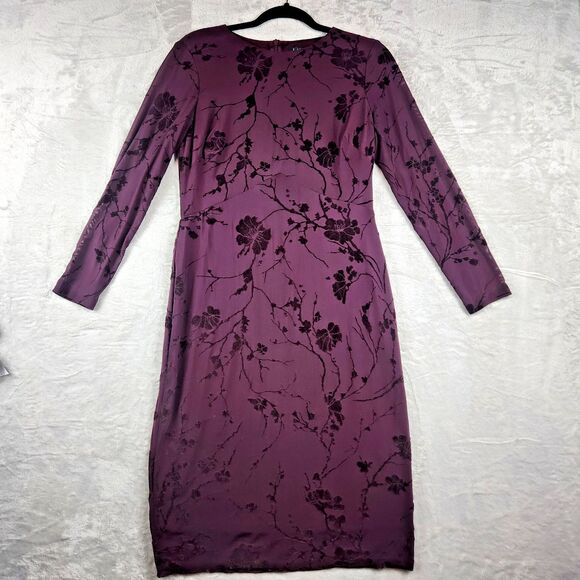 Lauren Ralph Lauren Purple Dress 8 Velvety Evening Fitted Silhouette Elegant - Picture 1 of 9